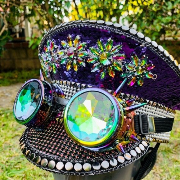 Purple Steampunk Burning Man Halloween Captain Hat main image 5